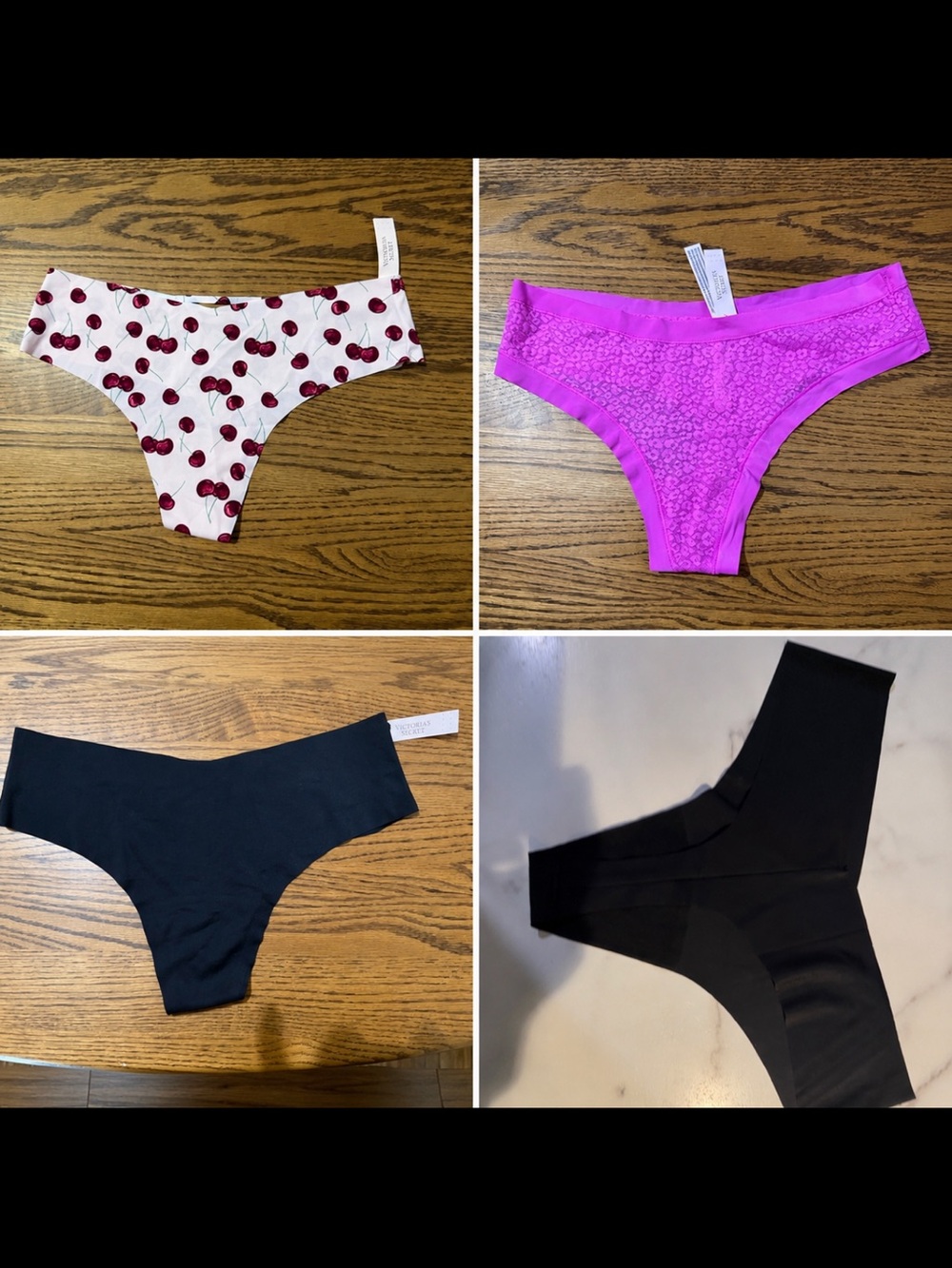Victoria’s Secret Thong set of 4 size Large Seamless & 1 lace NWT sexy! VS